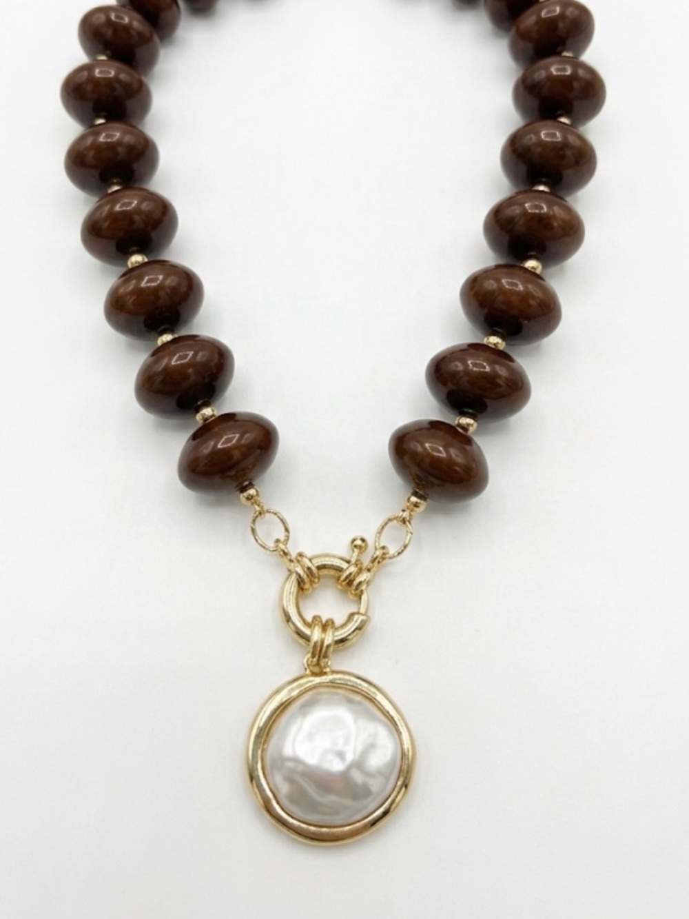 NWT ⚜️🤎⚜️ Argento Vivo Chunky Beaded Pearl Pendant Necklace